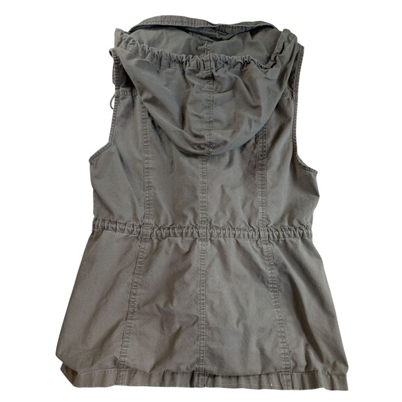 LOVE TREE Women's Utility Hooded Vest XL Army Green Drawstring Pockets Zip Up - Picture 2 of 9